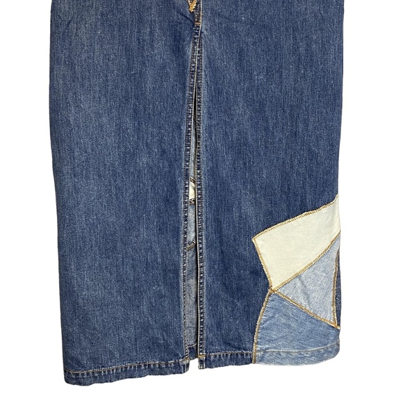 TOMMY JEANS Y2K Star Patch Denim Maxi Skirt Sz 25 - Vintage Patchwork Streetwear - Picture 9 of 14